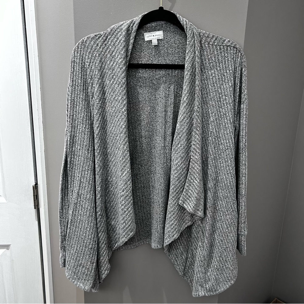 Lucky Brand Gray Open Front Cardigan-XS